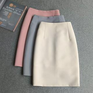 Versão coreana terno fino Hip-fit saia de comprimento médio feminino primavera cintura alta cor sólida esqui de um passo