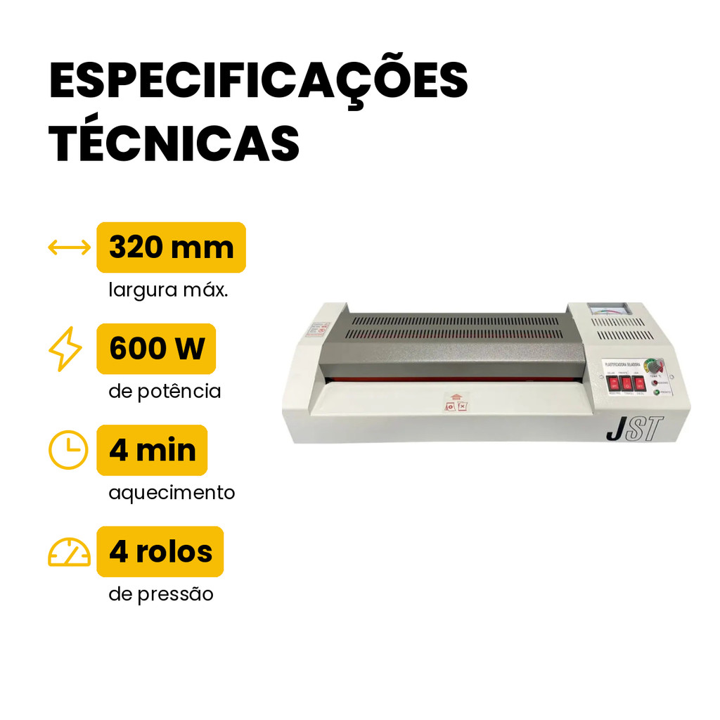 Plastificadora e Laminadora A3 A4 PL-320 JST 220V Quente e Frio 600W · foto 2
