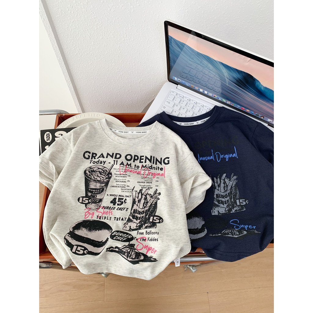 Meninos verão camiseta de manga curta 2026 novo estilo crianças dos desenhos animados impresso em torno do pescoço solto
