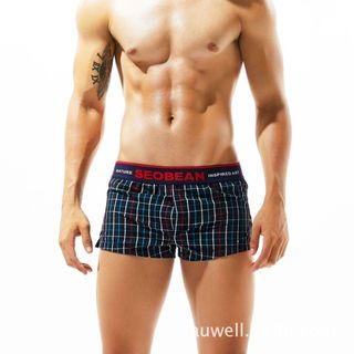 Masculino tecido casa moda xadrez grande Boxer casa Calças