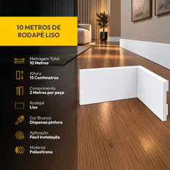 10 Metros Rodapé Branco 2m Alut By Avant Liso ou Friso 7cm/10cm/15cm Moldura Decorativa Kit 5 Barras