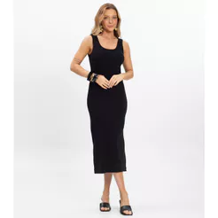 Vestido Midi em Ribana Rovitex Preto