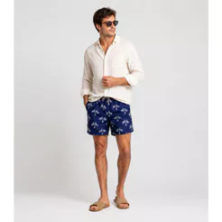 Bermuda Masculina Estampada Tactel Força Do Mar Azul