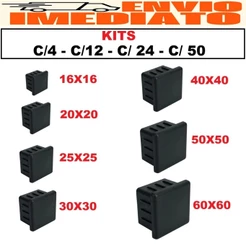 Kit Ponteira Interna Quadrada Metalon 16x16 (15x15) 20x20 25x25 30x30 40x40 50x50 60x60 Preta