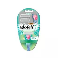 Depilador descartável Soleil3 Clic Sensitive recarregável + 2 lâminas Bic