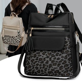 Mochila grande de alta qualidade com estampa de leopardo, nova coleção, design exclusivo e versátil, com capacidade gene
