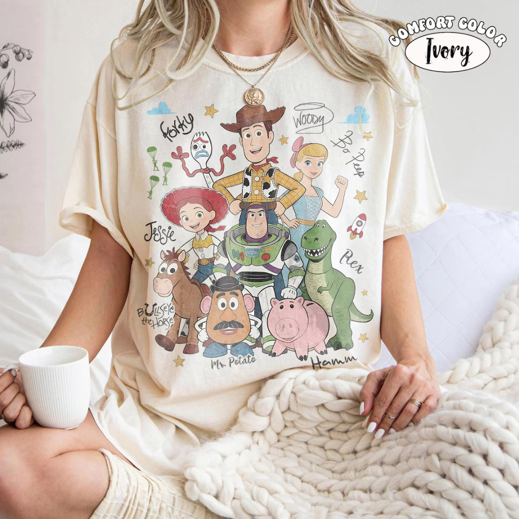 Camiseta 100% algodão, unissexo, para adultos e crianças, com estampa de filme, desenho animado, Toy Story, e os membros