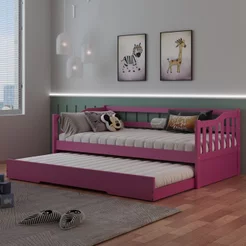 Bicama Infantil em Madeira Maciça/MDF American Rosa Rosa