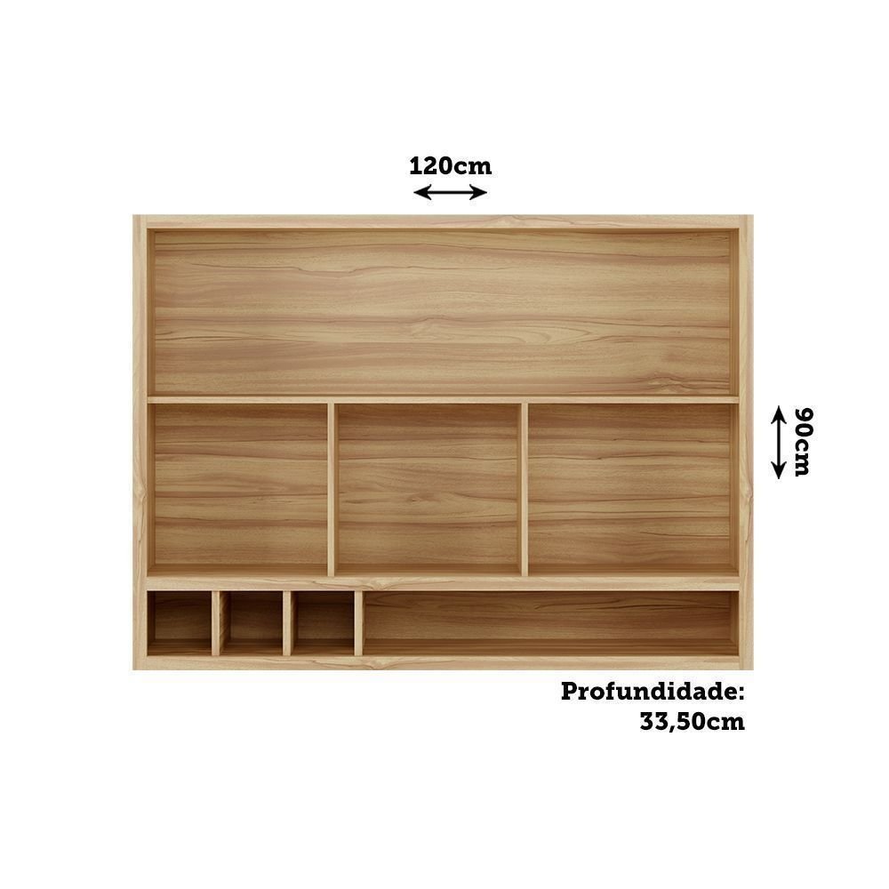 Armário Aéreo de Cozinha 120cm 2 Portas Basculantes Vidro Reflecta 100% MDF Vicenza Espresso Móveis Branco/Amêndoa · foto 2