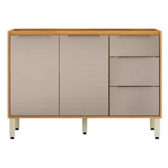 Balcão para Cozinha 2 Portas 3 Gavetas para Pia 120cm Plena Amarelo/Cinamon/Nude Prime