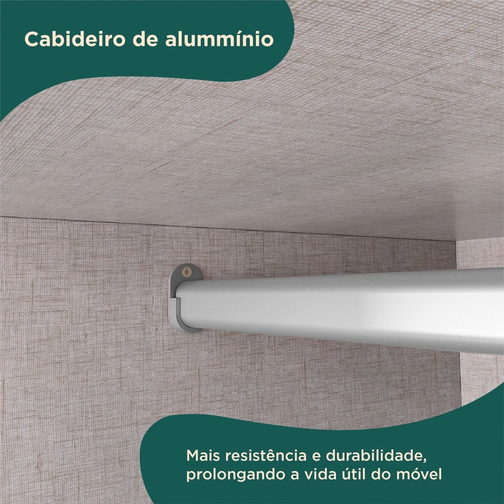 Guarda-Roupa Casal Bagda 100% MDF 3 Portas 3 Gavetas com Espelho Bege/Castanho/Off White Sim · foto 2