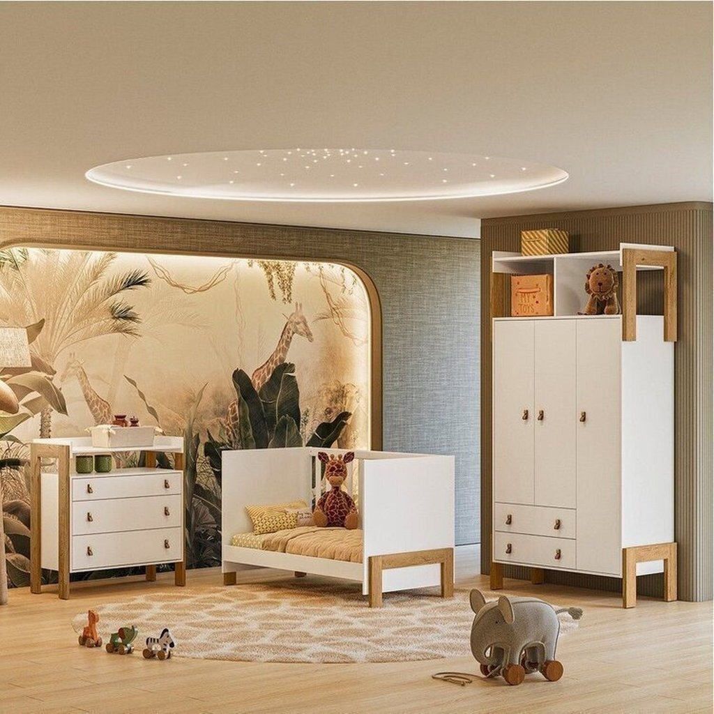 Quarto para Bebê Completo com Guarda-Roupa, Berço e Cômoda Fantasia Branco/Acetinado · foto 2
