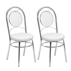 Conjunto 2 Cadeiras para Cozinha Debrum Yescasa Cromado/Branco Cromado/Branco