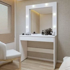 Penteadeira Camarim com Espelho MDF Requinte Branco/Ab Branco Absoluto