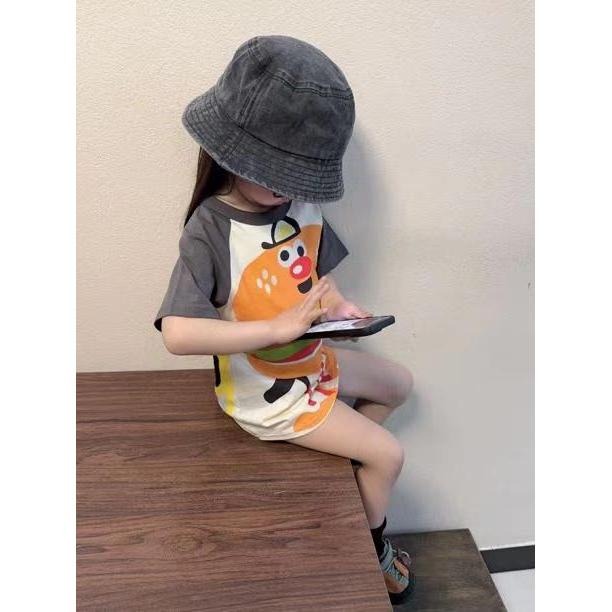 Meninas verão fino dos desenhos animados Graffiti impresso saia meninas bebê médio pequenas crianças de manga curta cost