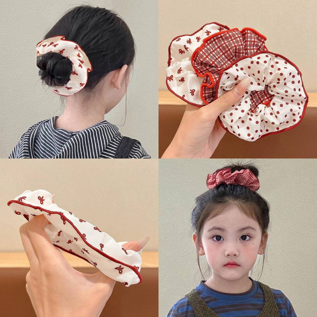 Crianças estilo Hong Kong bolinhas Scrunchy anel de cabelo meninas bonito bola cabeça baixo rabo de cavalo cabeça corda 