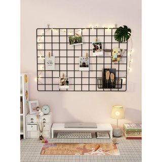 Grade de exibição rack parede ferro grade grade foto parede fundo rack cabide dormitório decoração pingente malha arame 