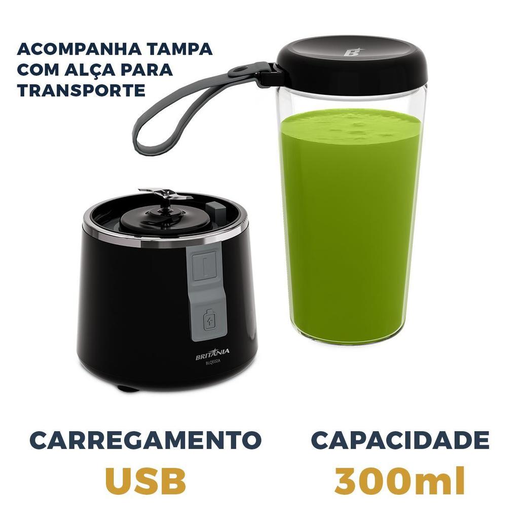Liquidificador Portátil Britânia 300ml 50W USB BLQE02A · foto 2