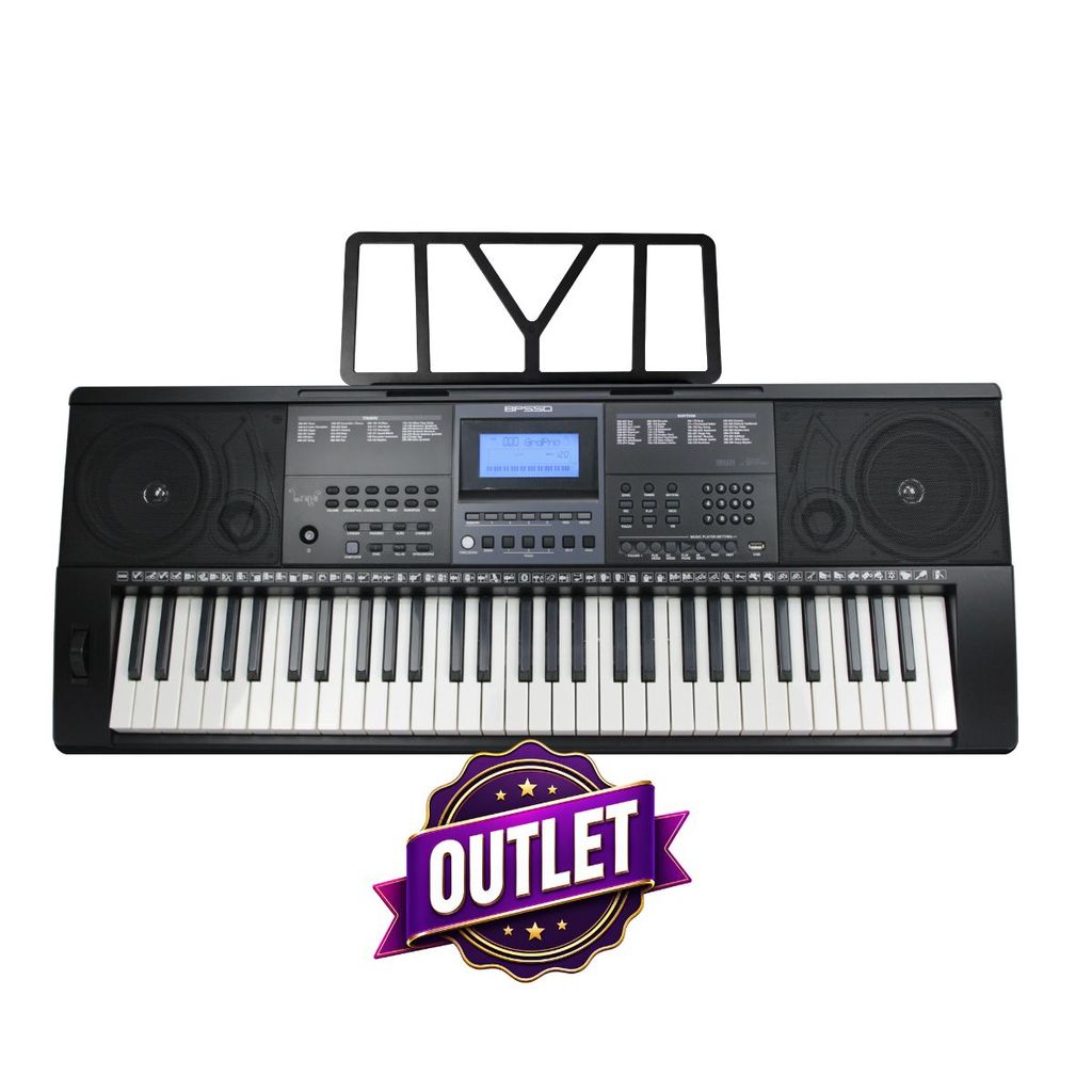 Teclado Musical Bravo BP550 61 Teclas Sensitivas USB MIDI Arranjador Preto com Display LCD 300 Ritmos 300 Timbres Outlet