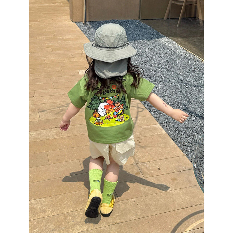 Pronto estoque Roupas infantis meninos meninas camisetas de manga curta 2026 novo estilo verão crianças Super bonito sol