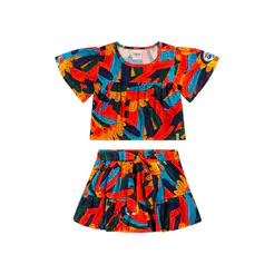 Conjunto Infantil Menina Cantarim Tropical Elian Azul