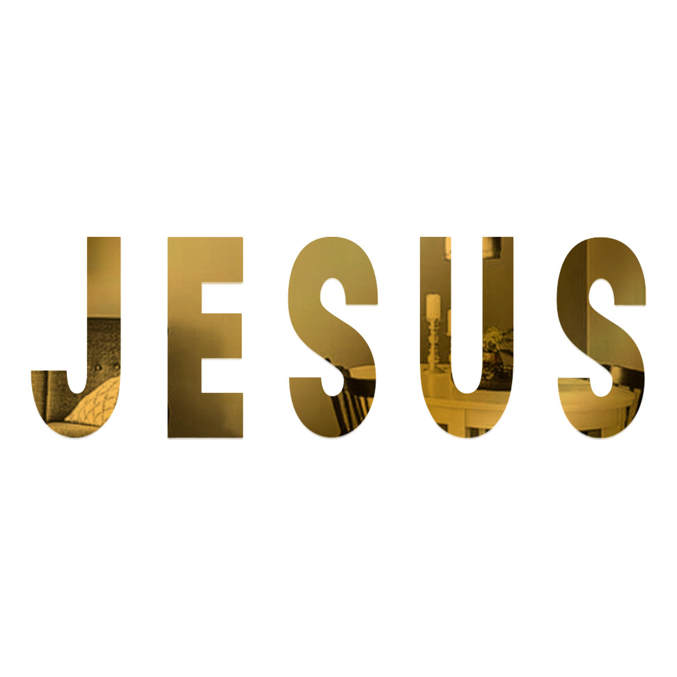 Letras Jesus 50 Cm Acrílico Espelhado Dourado Prata