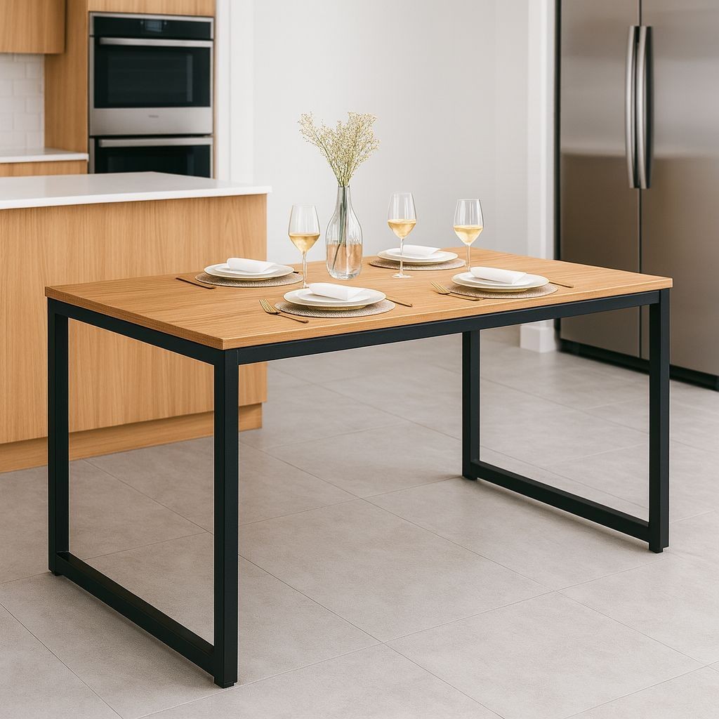 QUEIMA DE ESTOQUE - Mesa de Jantar Retangular Industrial Estrutura de Metal 120x80 cm em Oferta na Shopee