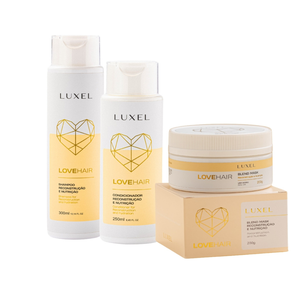 Reconstrução Capilar para Cabelo Danificado Nutrição Profunda Kit Tratamento 3 Passos Luxel