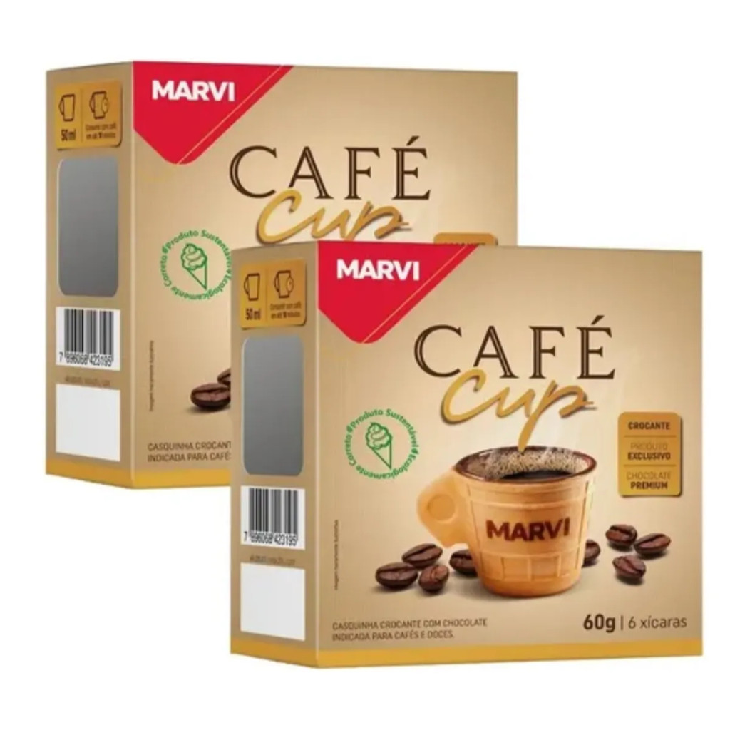 Xicara Cafe Cup Casquinha Comestivel Sustentavel Kit 2 Caixa