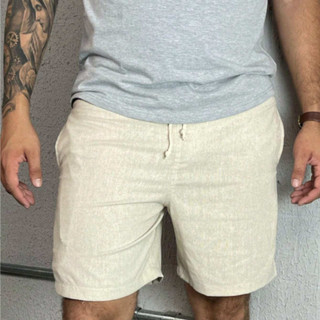 Short Linho Masculino Mauricinho Bermuda Curta Moda Praia Verão de Alta Qualidade