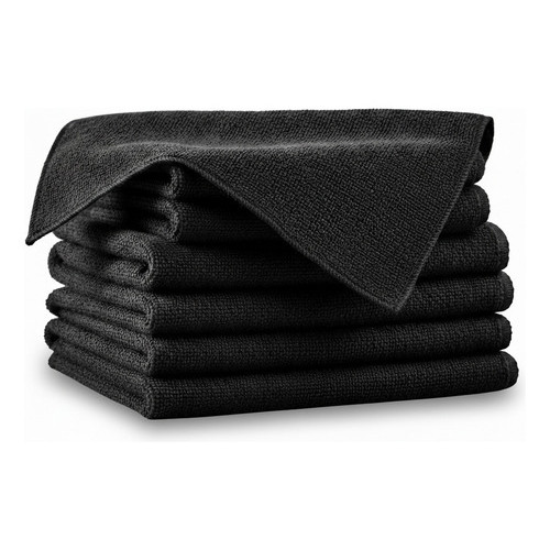 Kit 10 Flanela Microfibra Automotivo Limpa Vidro Pia 50x35cm - Preto