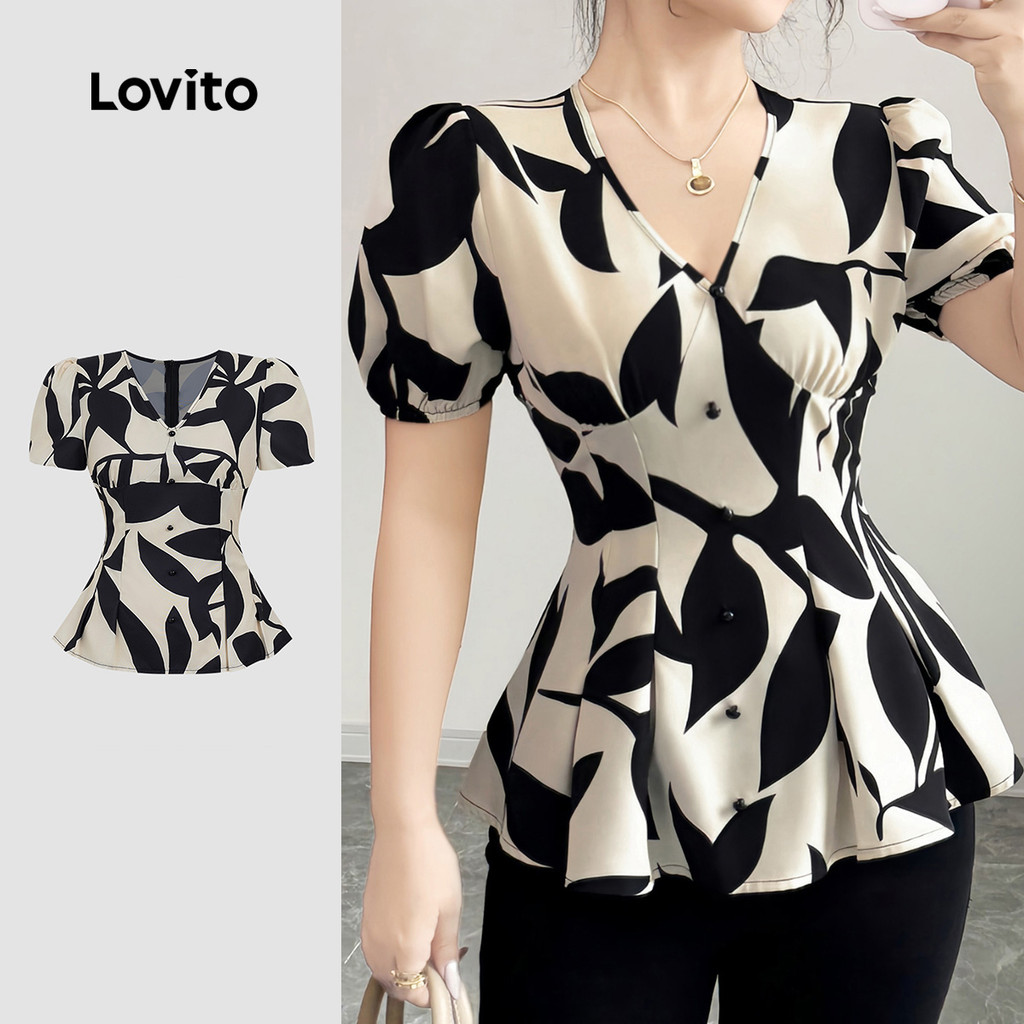 Lovito Blusa Casual Primavera/verão para Mulheres L155AD068 em Oferta na Shopee