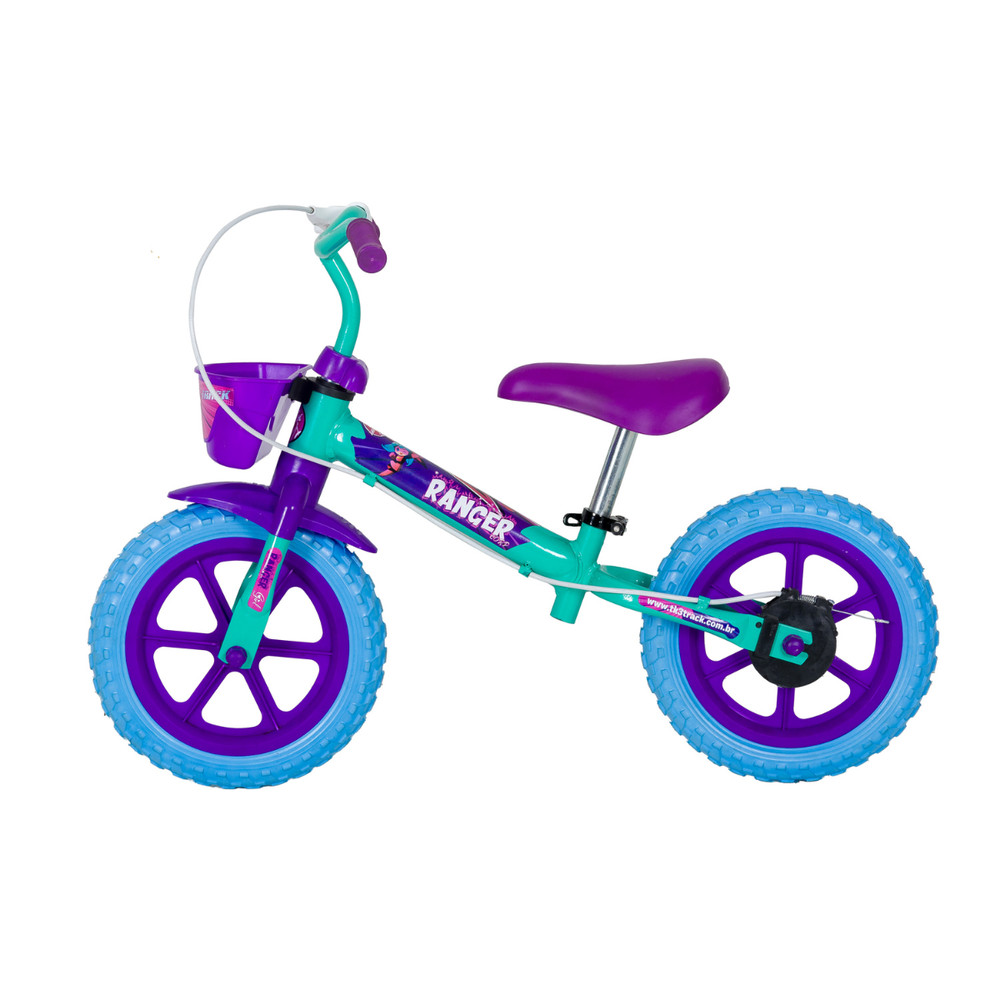 Bicicleta Infantil Aro 12 Balance Bike Ranger TK3 Track Azul Tiffany/Roxo