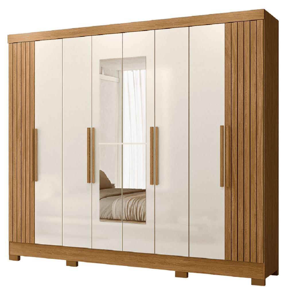 Guarda Roupas Casal Com Espelho Ripado 8 Portas 4 Gavetas Diamante Moval em Oferta na Shopee