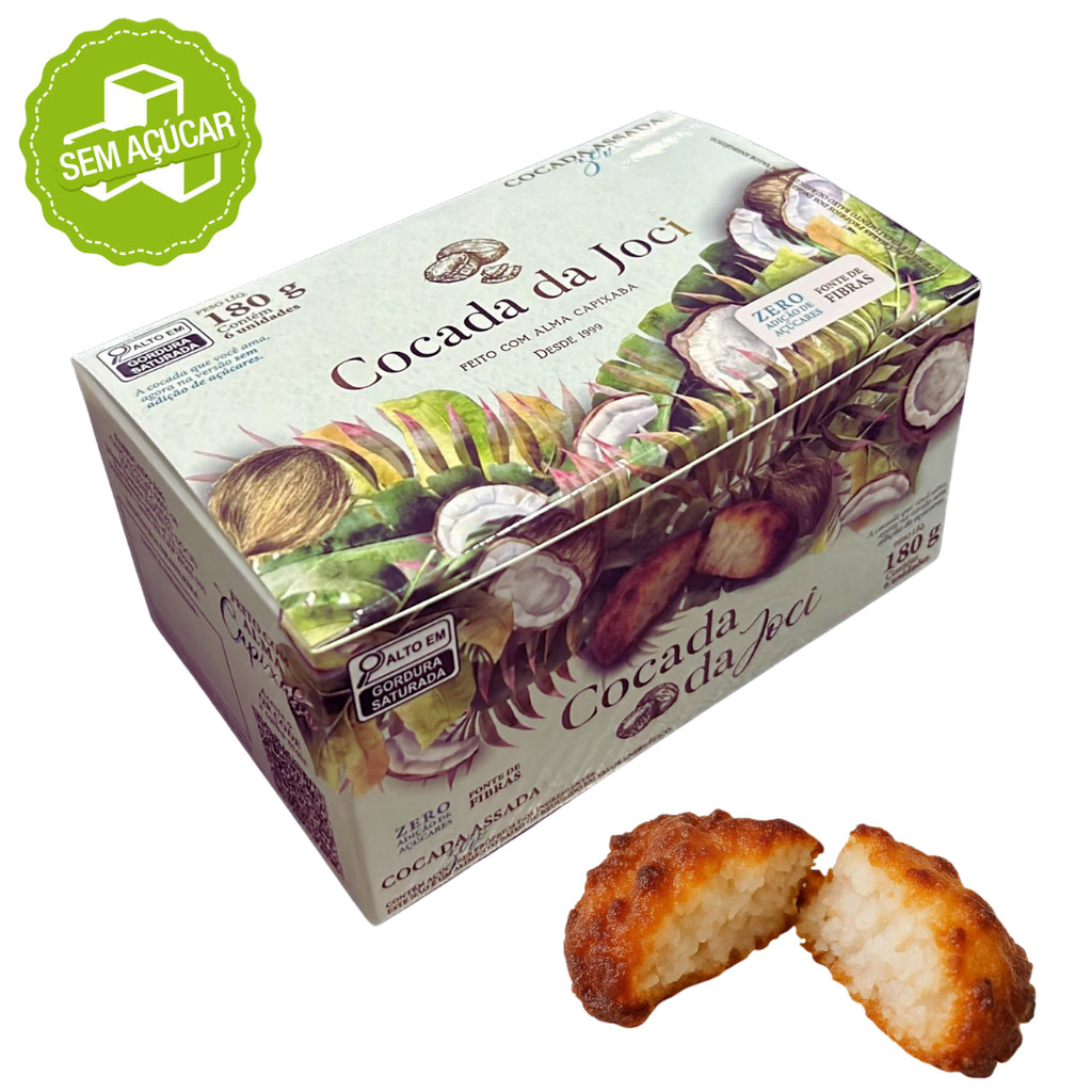 Cocada Assada e Cremosa Zero Açúcar 180g | Caixa C/6 Unid de 30g em Oferta na Shopee