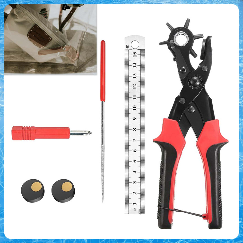 Furador de Couro Furador de Cinto Multifuncional 6 Furos Redondos Ferramenta Manual de Fixação de Cinto,Conjunto 6 peças em Oferta na Shopee