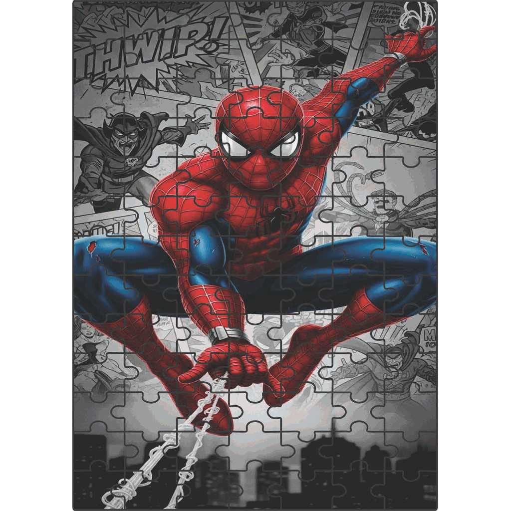 Quebra-Cabeça Jogo Infantil Educacional Homem Aranha (1) 91 peças 20x28 cm Feito em Madeira (MDF)