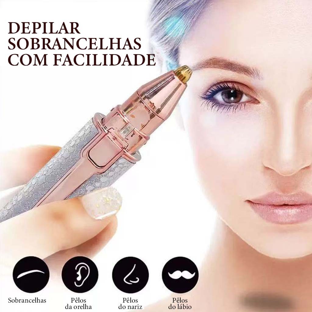 Depilador Elétrico Facial USB - Sobrancelha, Buço, Nariz e Orelha, Sem Dor e Portátil