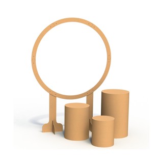 Trio De Cilindros Em MDF Cru E Painel Redondo Festas Aniversários Eventos Pegue e Monte em Oferta na Shopee