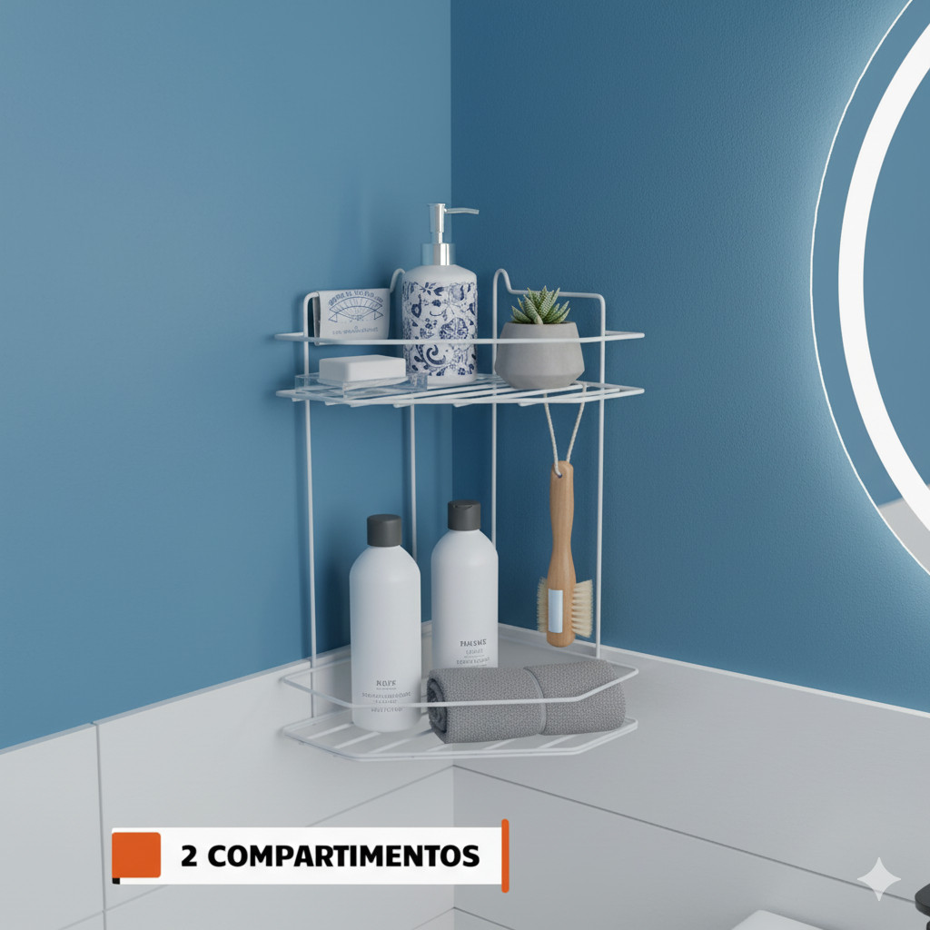 Porta Shampoo Cantoneira Prateleira Toalha Condicionador Suporte Acessorio Organizador Casa Banheiro