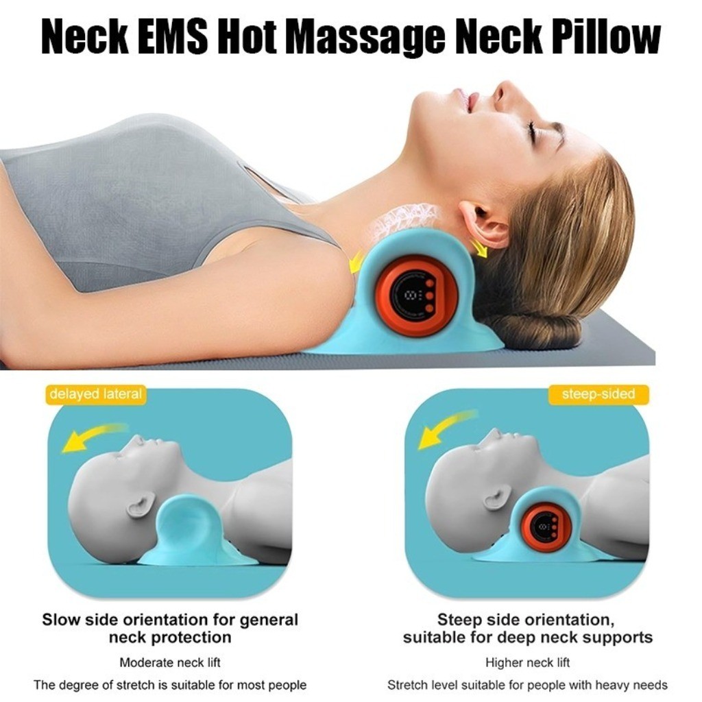 Massageador elétrico de coluna cervical contém tração, pulso, função de compressa quente, alívio de dor na coluna cervic