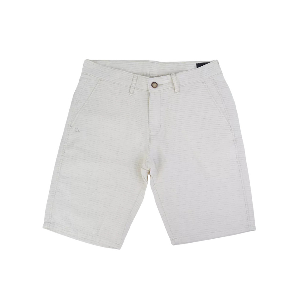 Bermuda Masculina Ogochi Bolso Faca Listrado Bege