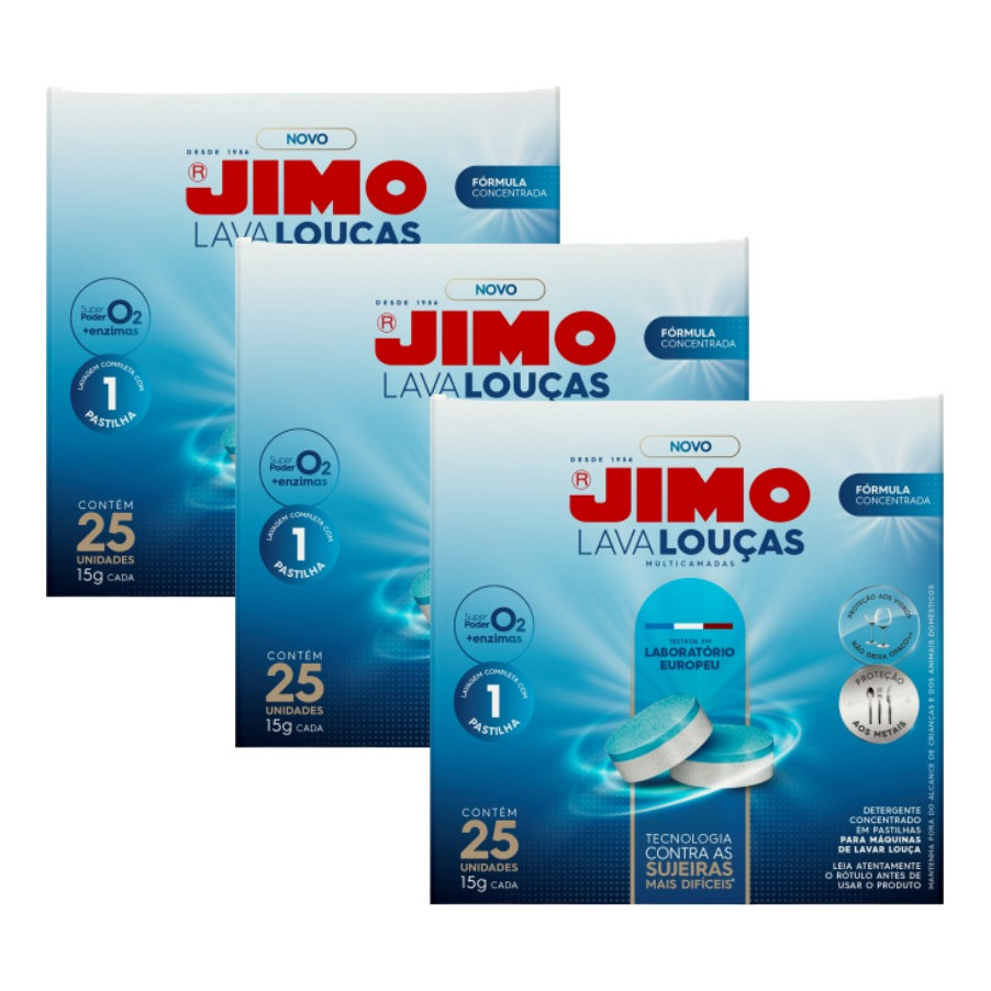 Jimo Lava-Louça Multi Estojo c/ 25 Unidades – Detergente em Cápsulas Prático e Eficiente