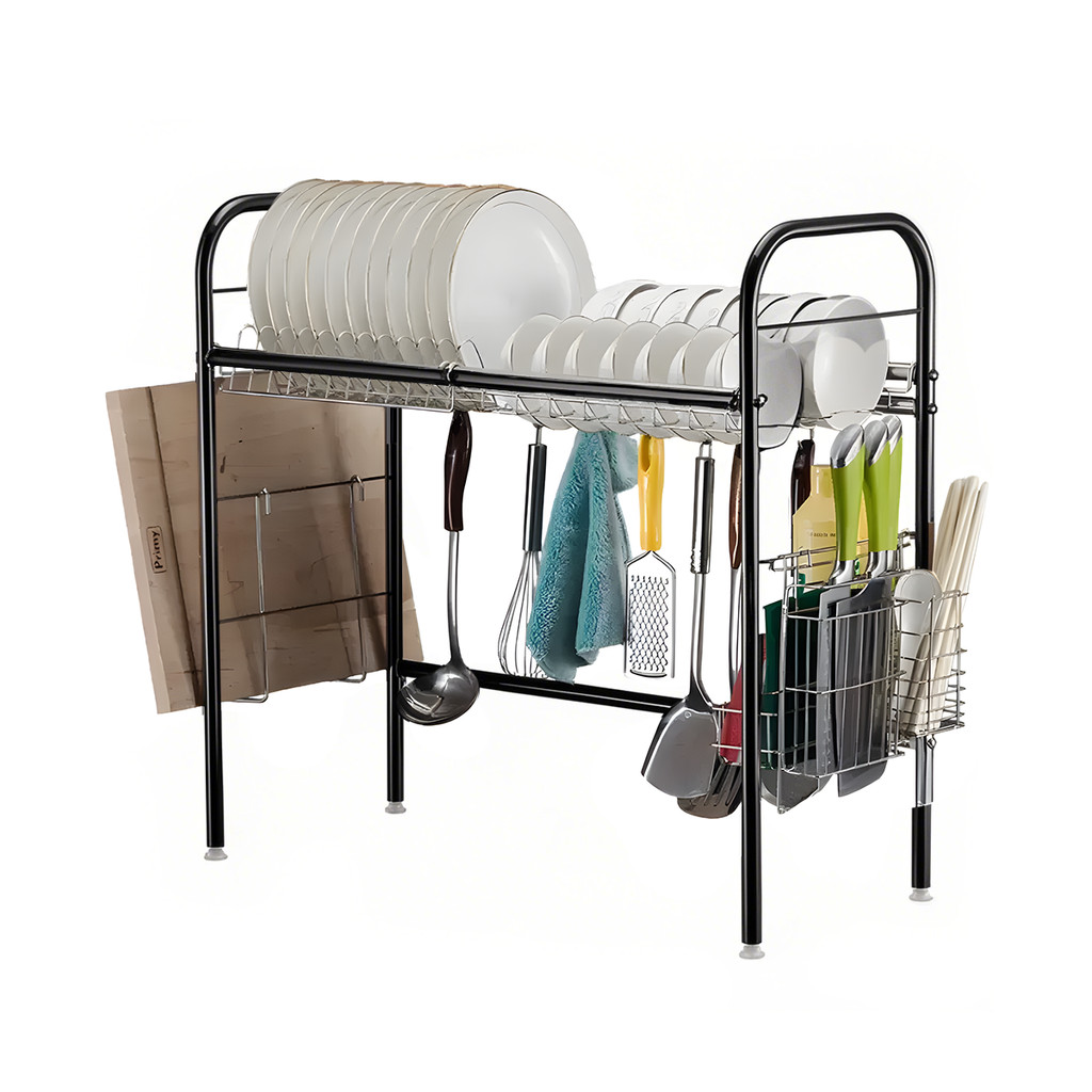 Escorredor de Pia Rack 63cm Aço Inox Organizador Escorredor De Louça Suspenso Bancada