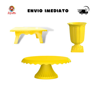 Kit Festa 1 Boleira Renda Cake 22cm + 1 Vaso Grego +  1 Mesinha - (+11 cores)