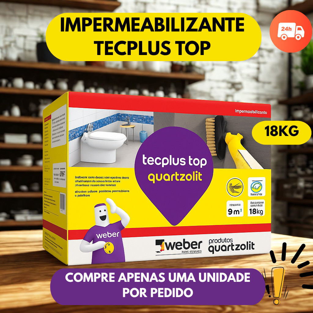 Impermeabilizante Tecplus Top Quartzolit 18kg Massa Polímérica Cozinha e Banheiros