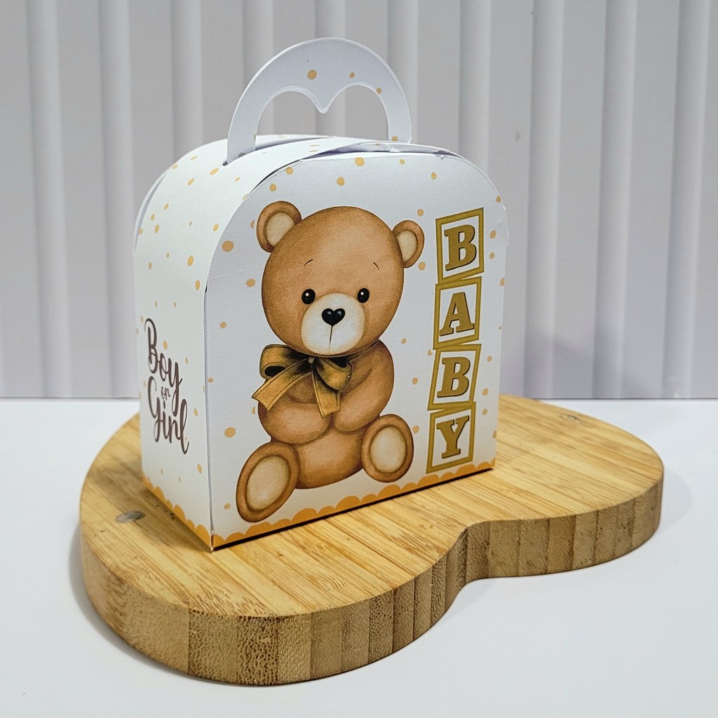 20 Caixinhas Chá Revelação Ursinho Bege Desmontada Pronta Entrega Lembrancinha Chá de Bebê Não Personalizados