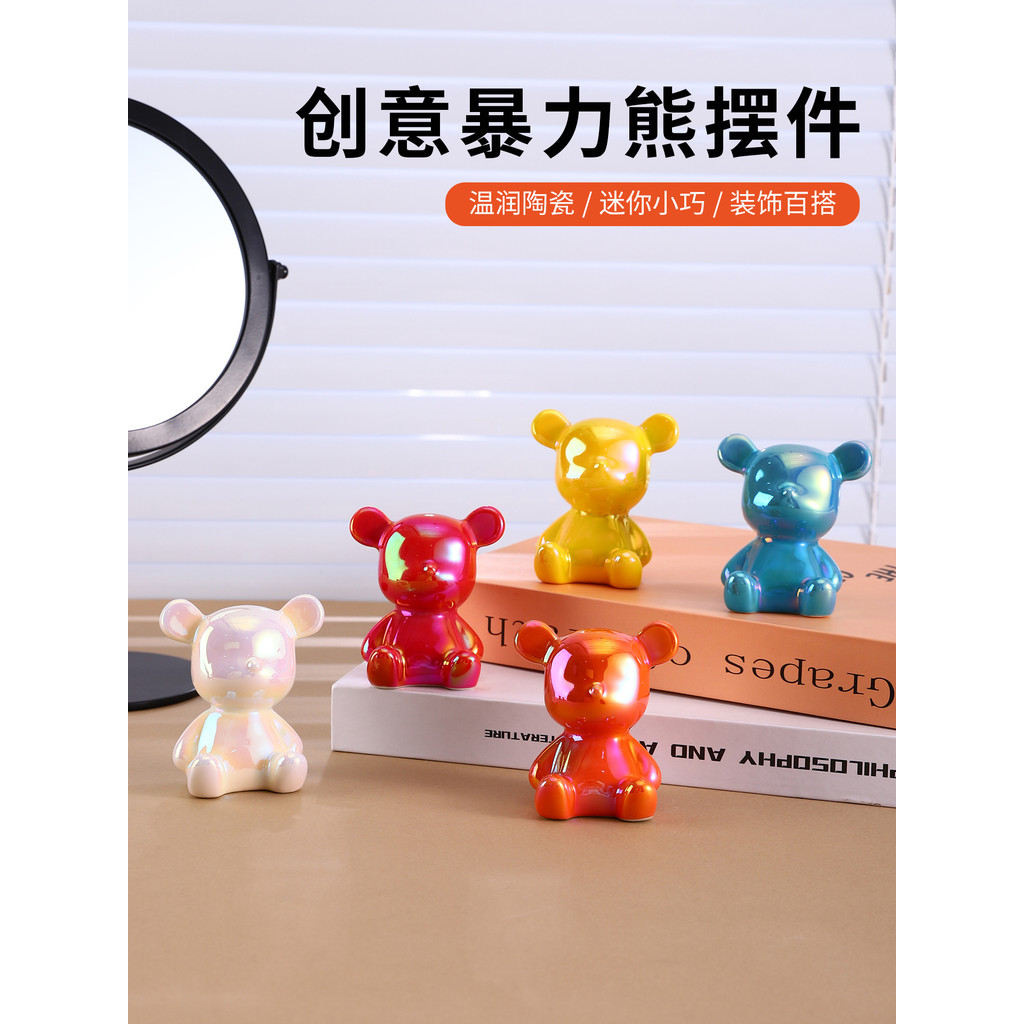 Bonito Mini cerâmica urso violento decoração escritório Desktop decoração artesanato Interior do carro decorações criati