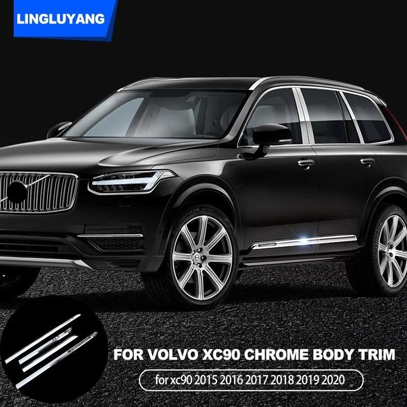 Para volvo XC90 2015-2018 ABS Chrome Porta Lateral Corpo Moldagem Guarnição Tira Protetor Guarda Capa Adesivo Exterior A