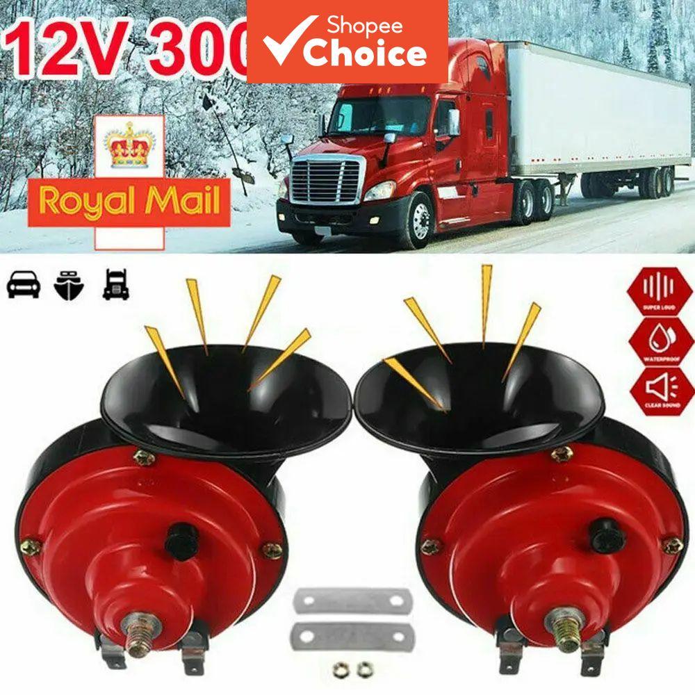 Buzina de modificação para carro/moto: 2 peças, 300 dB, 12V, corneta elétrica tipo “snail”, acessório para caminhão, som